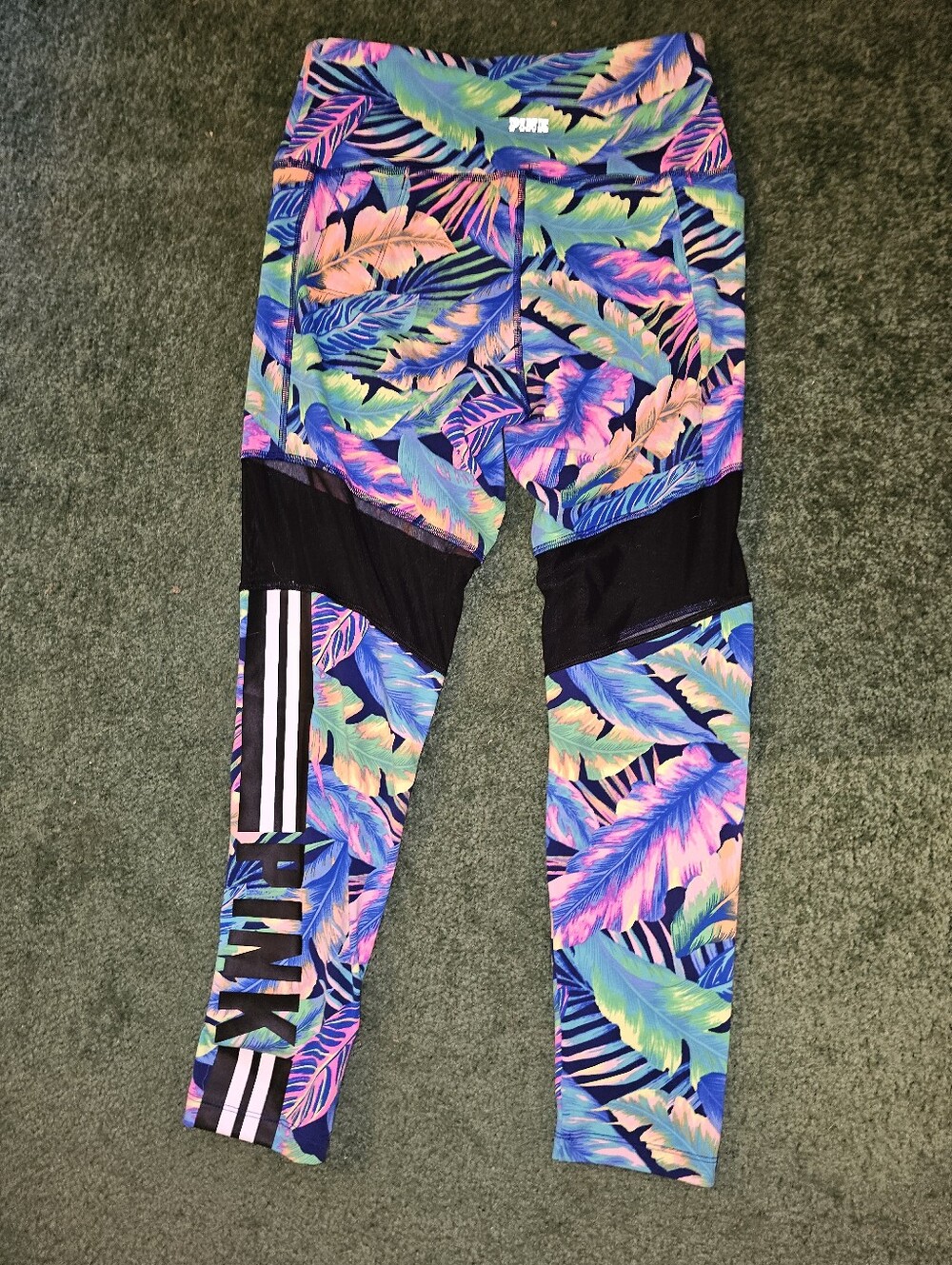 Victoria's Secret PINK Tropical Leaf Print Mesh Leggings